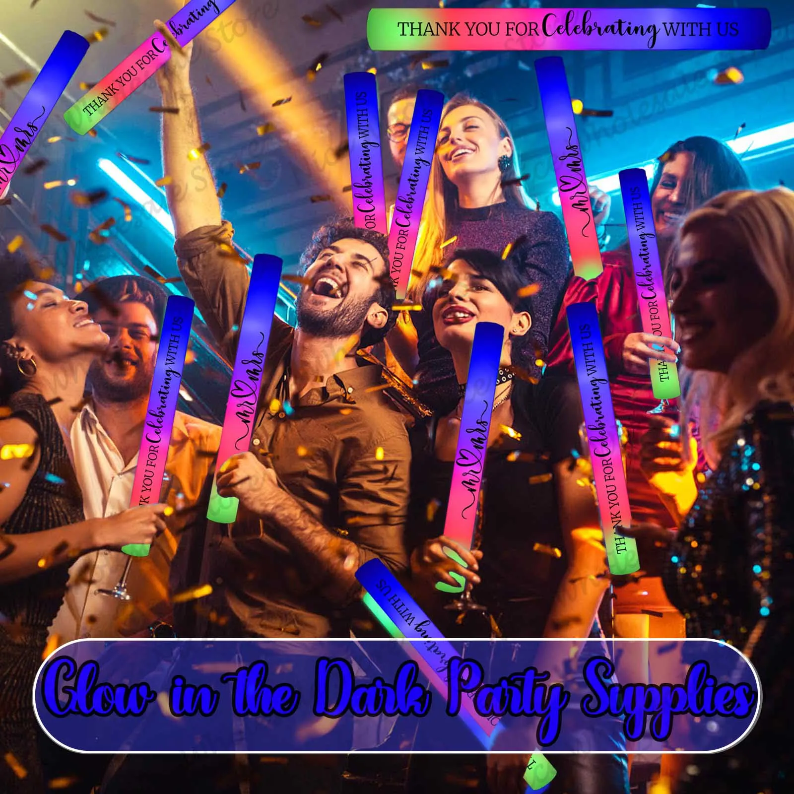 Flashing Led Foam Sticks Party - Bulk LED Glow Sticks 100-30PCS Colorful