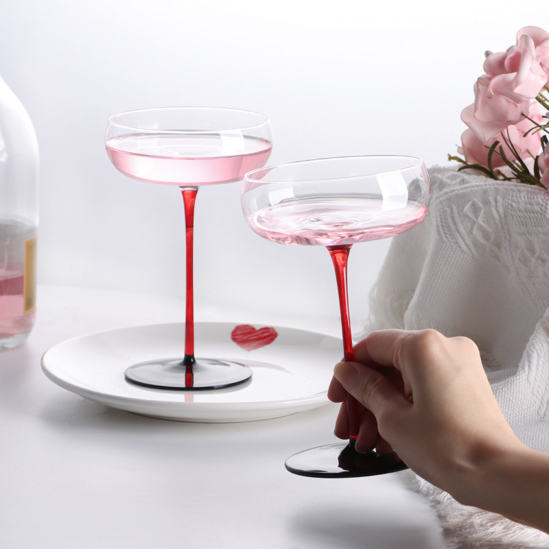 Glow In The Dark Party Glasses - 2/1Pcs 220ml Crystal Red Black Cocktail