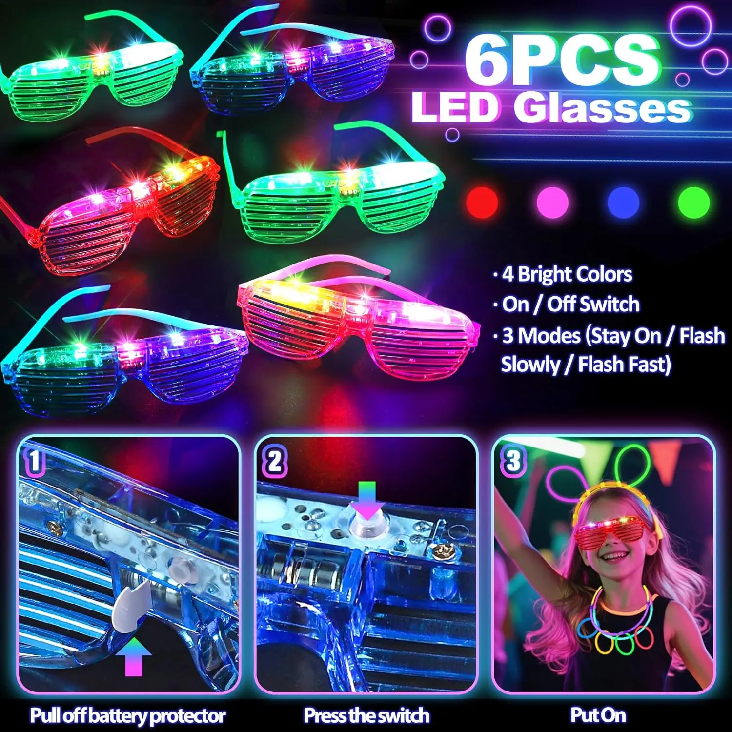 128PCS Light Up Glasses LED Ha - Glow In The Dark Party Glasses recension och pris